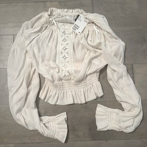 H&M long sleeve crop white dress shirt